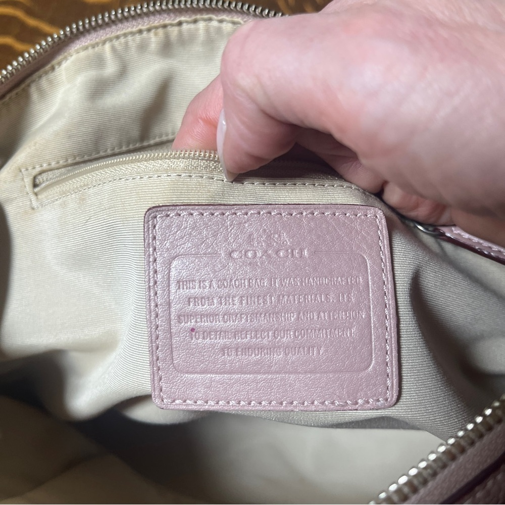 Coach Kelsey Studded Caviar in Metallic Leather Tuberose Pink Shoulder Bag - Picture 8 of 12